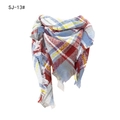 Classic plaid checkered scarf in red blue and yellow colors with fringe detail SJ-13# - White Grey Plaid (SJ-13#)