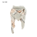 Classic plaid scarf in light pink and grey with fringe edges and soft knit texture - Light Grey Pink Plaid (SJ-24#)