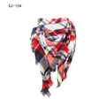 Classic British plaid scarf featuring red, white, blue, and yellow patterns with fringed edges - White Red Plaid (SJ-15#)