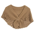 Elegant camel knit shawl for women with intricate hollow crochet lace patterns - Army Green