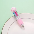 Pink multi-color ballpoint pen with soccer-shaped topper and soft rubber grip - Pink Soccer Style