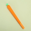 Creative carrot-shaped gel pen in vibrant orange with realistic green leaf cap - Carrot Style (Soft Glue Vegetable Gel Pen) / 0.5mm Pen Point