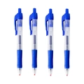 Set di quattro penne a scatto blu con fusto trasparente e impugnatura in gomma - 0.5mm / Blu