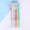 Set of 6 cute floral and striped gel pens in a clear case with colorful patterns - Polka Dot Series (Black)