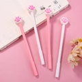 Set of four cute cat paw gel pens in pink and white colors with 3D soft rubber tips - Cat Claw Style / White