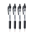 Set di 4 penne gel a scatto con fusto trasparente e impugnatura in gomma nera - 0.5mm / Nero