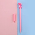 Cute pink cartoon dinosaur gel pen with 3D animal topper for school and office - Pink