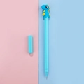 Cute sky blue dinosaur gel pen with a 3D cartoon animal topper for students - Blue