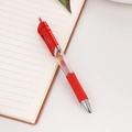 Stylo gel rouge rétractable avec grip confortable et fenêtre de niveau d'encre - 0.5mm / Rouge