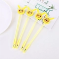 Set of 4 yellow Pikachu gel pens with creative glitter sand toppers for school and office - Pikachu Style