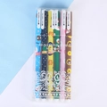 Set of 6 cute floral gel pens with cartoon animals in a transparent gift box - Animal Friends Series (Black)