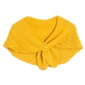 Bright yellow knitted shawl collar with hollow-out pattern and front knot detail - Yellow
