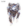 Classic plaid triangle scarf in blue and yellow check pattern with soft fringe trim - Off-white Rainbow Plaid (SJ-5#)