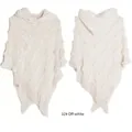 Off-white knit hooded poncho with textured pattern and decorative tassel fringe hem - Tops / 02# Off-white / 70*70*35cm