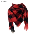 Classic red and black buffalo plaid scarf with frayed edges for autumn and winter - Red Black Plaid (SJ-34#)