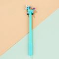 Blue unicorn gel pen with rainbow mane 3D ornament and 0.5mm black ink tip - 0.5mm / Blue