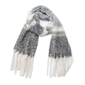 Dikke winter sjaal met ruitpatroon in grijs en wit voor dames met lange franjes - 06# Black Gray