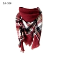 Plaid scarf in burgundy red with a classic tartan pattern and soft fringe edges - Classic Red Plaid (SJ-35#)