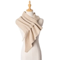 Elegant beige hollow-out knit scarf for women with warm ribbed texture detail - Camel / 108cm