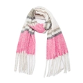 Oversized wintersjaal met roze-grijs ruitpatroon, dikke kwastjes en geborsteld garen - 09# Beige