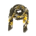 Écharpe à carreaux vert olive et jaune avec franges pour la mode automne et hiver - Vert Militaire