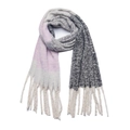 Dikke wintersjaal met zachtroze en grijs ruitpatroon en lange kwastjes als detail - 03# Zwart Grijs / 190x50+15cm