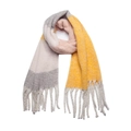 Dikke gebreide sjaal in mohair-look met geel, roze en beige kleurblokken - 06# Lichtroze Geel / 190x50+15cm
