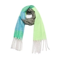 Dikke gebreide sjaal in mohair-stijl met lange kwastjes in groen, blauw en grijs - Groen / 190x50+15cm