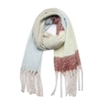 Dikke wintersjaal met grove kwastjes in lichtblauw, beige en groene kleurblokken - 08# Lichtblauw / 190x50+15cm