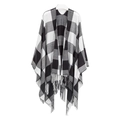 Women's classic black and white buffalo plaid shawl with decorative fringe tassels - 01# Black White Plaid