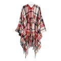 Plaid shawl wrap with red and black tartan pattern featuring fringe tassels for women - 03# Multicolored Scottish Plaid