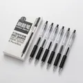 Detail of 0.5mm black ink ST pens with ergonomic rubber grips and transparent barrels - Boxed - Black Barrel