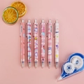 Set di 6 penne gel cancellabili a scatto con simpatici disegni di animali rosa 0,5mm - Stile Orso Lele
