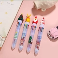 10-Farben Weihnachts-Kugelschreiber-Set mit Weihnachtsmann- und Rentierfiguren - Eisbär-Stil (Weihnachtsserie 6)