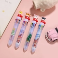 10-farbiger Weihnachts-Kugelschreiber mit Cartoon-Bär- und Rentier-Motiven im Set - Socken-Tier-Stil (Weihnachtsserie 7)