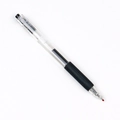 Retractable black gel pen with transparent barrel and ergonomic non-slip rubber grip - Single - Black Barrel