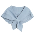 Eleganter hellblauer Strickschal für Damen mit modischen durchbrochenen Häkelblattmustern - 1 Stück / Hellblau
