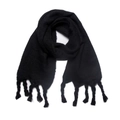 Chunky knit black scarf with thick braided tassels for winter warmth and comfort - Black