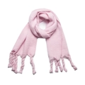 Pale pink knitted scarf with chunky spiral tassels and soft textured boucle yarn finish - Pink