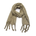 Olive green chunky knit scarf with thick braided tassels for autumn and winter warmth - Army Green