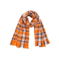 Karierter Schal in Orange und Grau mit klassischem Schottenmuster und weichen Fransen - Orange