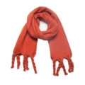 Orange chunky knit scarf with handmade braided tassel detail for autumn winter style - Rust red