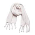 Chunky white knitted scarf with thick twisted tassel fringe detail for winter - Off White