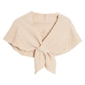 Beige hollow knit shawl for women featuring a stylish crisscross tie design - 1 Piece / Beige