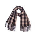 Classic black and brown checkered winter scarf with tassels in a warm knit texture - Black Khaki