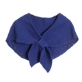 Navy blue knitted shawl wrap with hollow lace trim and elegant bow tie design - 1 Piece / Sapphire Blue