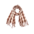 Classic brown and beige checkered scarf with tassels for men and women - Coffee Beige