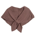 Women's hollow knit shawl wrap with knot design in dark brown autumn fashion - 1 Piece / Coffee