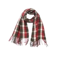 Classic red and dark green plaid scarf with long fringe tassels for winter warmth - Dark Green