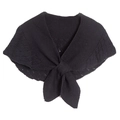 Damen Strickschal in Schwarz mit modischem Knoten vorne und elegantem Lochstrickmuster - 1 Stück / Schwarz